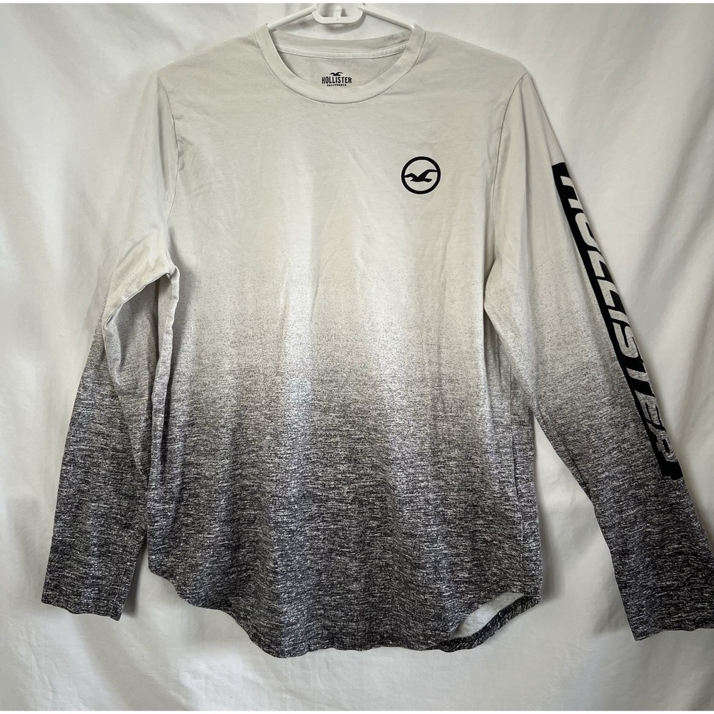 Hollister Womens Med Long Sleeve Shirt Two Tone Black White‎ Soft Lightweight